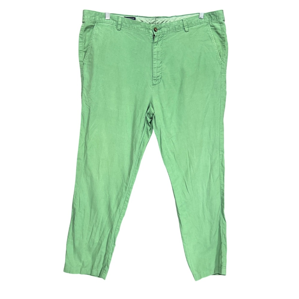 Lands End Mens 42 Green Linen Cotton Blend Traditional Fit Chino Pants Straight